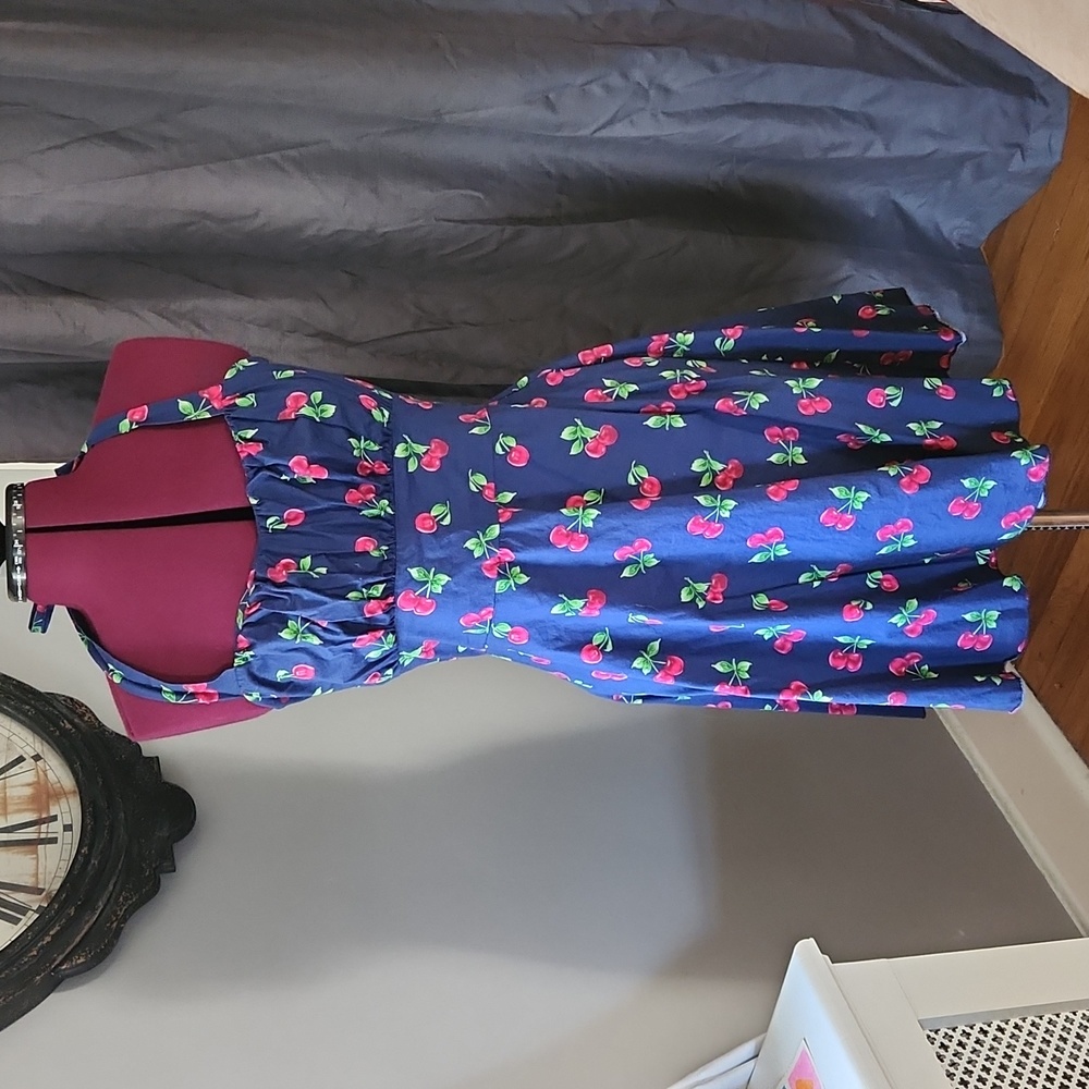 Summer Halter cherry print cotton dress size Large